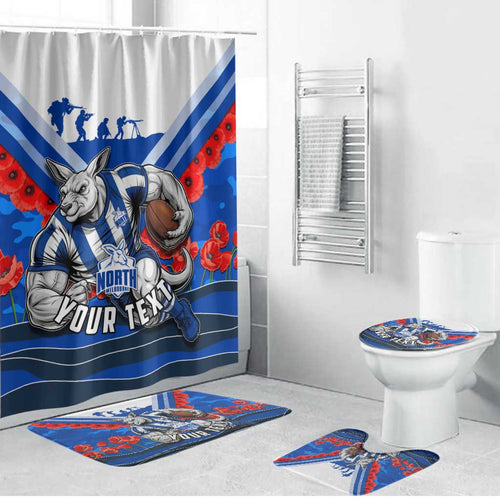 Personalised North Melbourne Kangaroos ANZAC Bathroom Set Military Remembrance Australian Football Mascot Camouflage