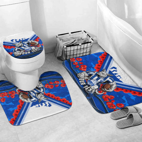 Personalised North Melbourne Kangaroos ANZAC Bathroom Set Military Remembrance Australian Football Mascot Camouflage