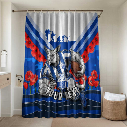 Personalised North Melbourne Kangaroos ANZAC Bathroom Set Military Remembrance Australian Football Mascot Camouflage