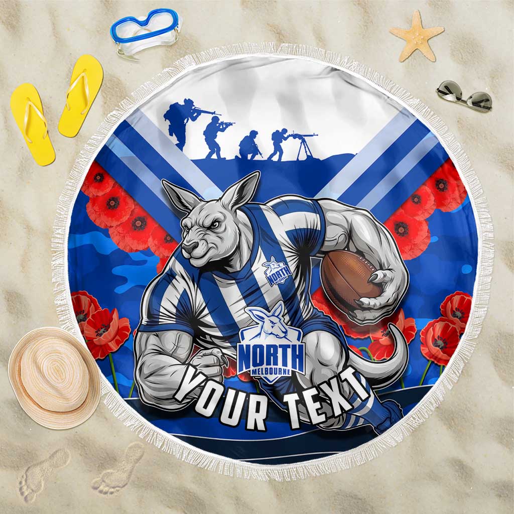 Personalised North Melbourne Kangaroos ANZAC Beach Blanket Military Remembrance Australian Football Mascot Camouflage