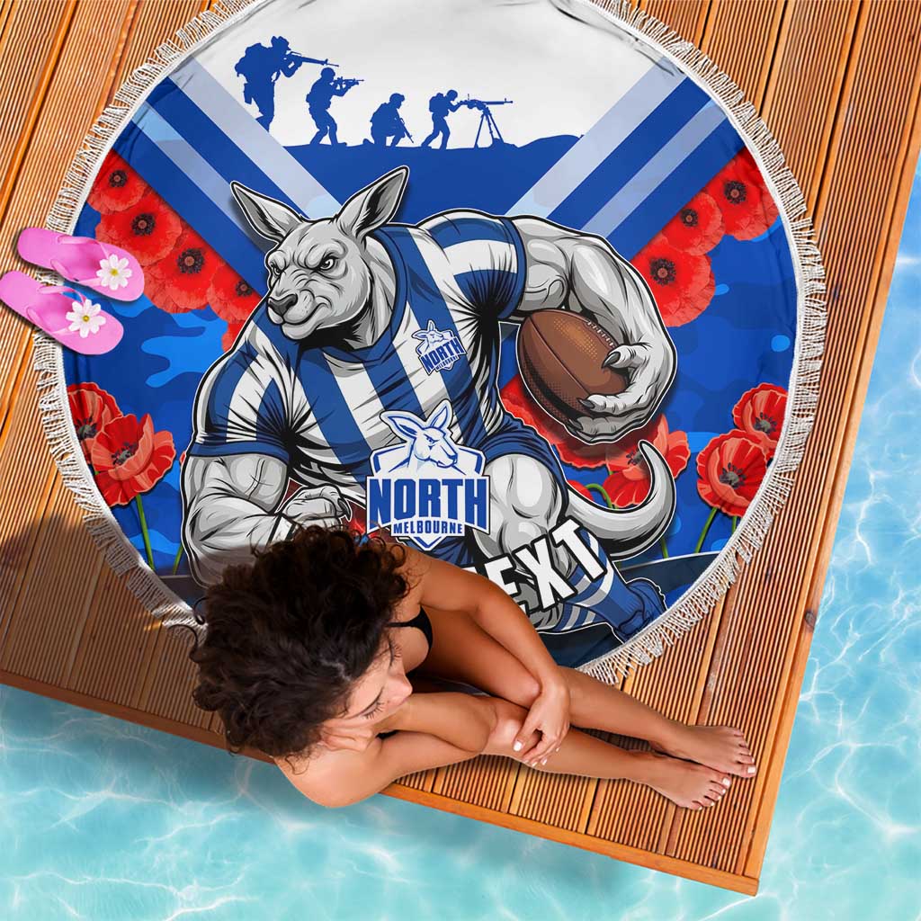 Personalised North Melbourne Kangaroos ANZAC Beach Blanket Military Remembrance Australian Football Mascot Camouflage