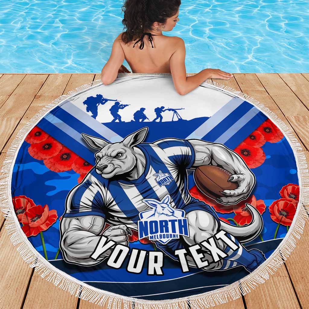 Personalised North Melbourne Kangaroos ANZAC Beach Blanket Military Remembrance Australian Football Mascot Camouflage