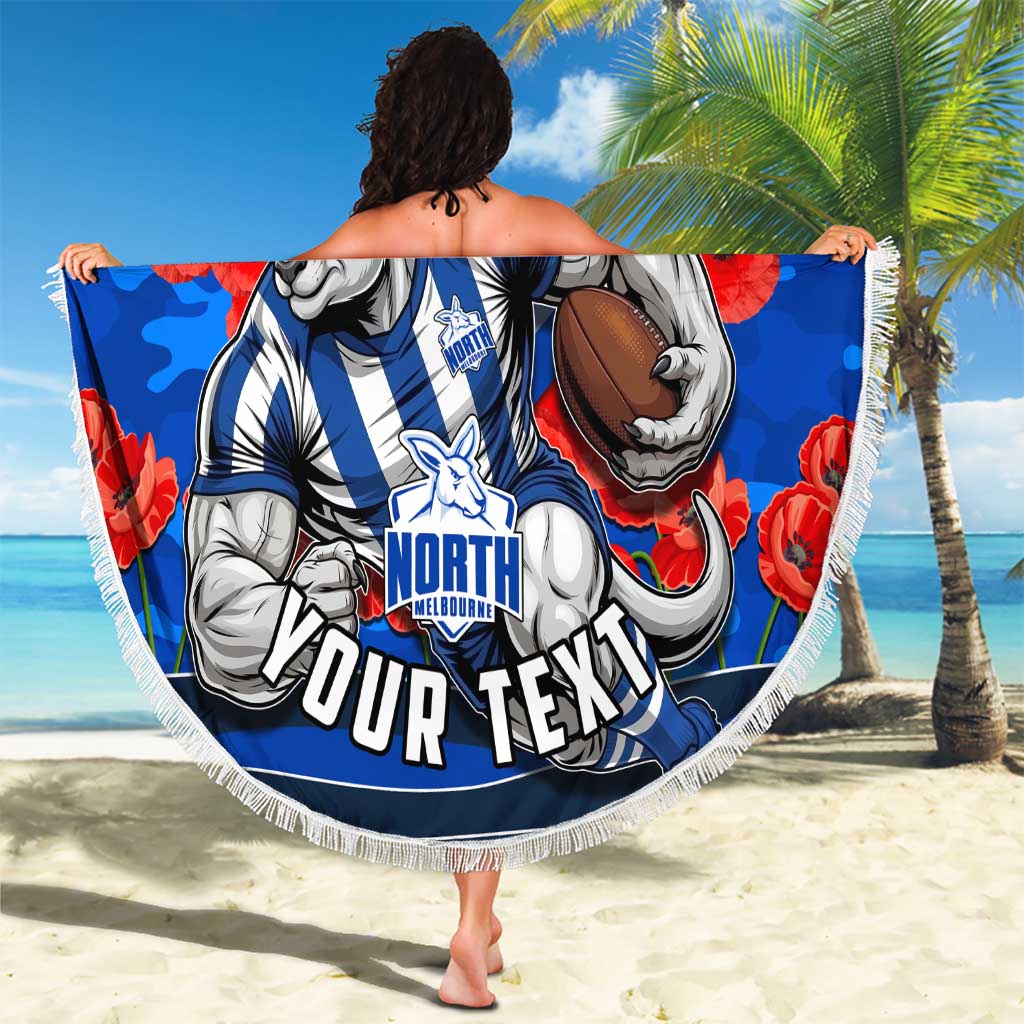 Personalised North Melbourne Kangaroos ANZAC Beach Blanket Military Remembrance Australian Football Mascot Camouflage