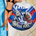 Personalised North Melbourne Kangaroos ANZAC Beach Blanket Military Remembrance Australian Football Mascot Camouflage