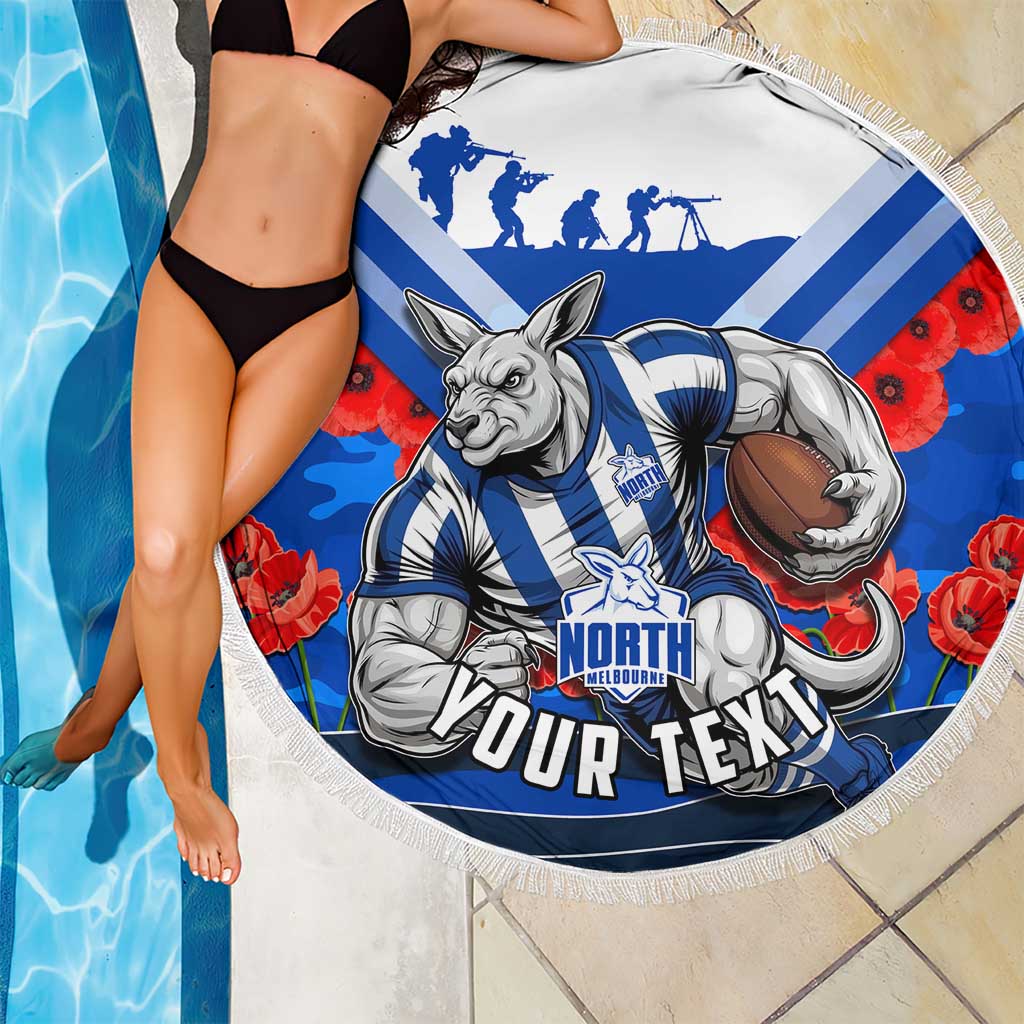 Personalised North Melbourne Kangaroos ANZAC Beach Blanket Military Remembrance Australian Football Mascot Camouflage