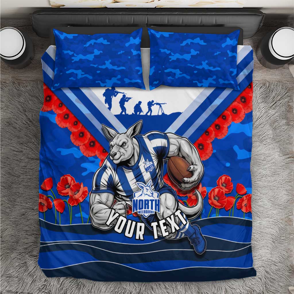 Personalised North Melbourne Kangaroos ANZAC Bedding Set Military Remembrance Australian Football Mascot Camouflage