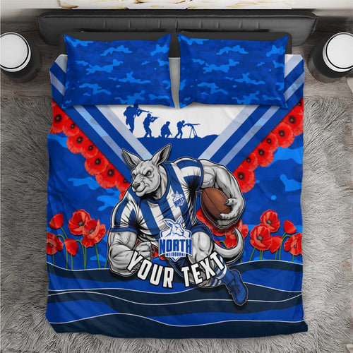 Personalised North Melbourne Kangaroos ANZAC Bedding Set Military Remembrance Australian Football Mascot Camouflage
