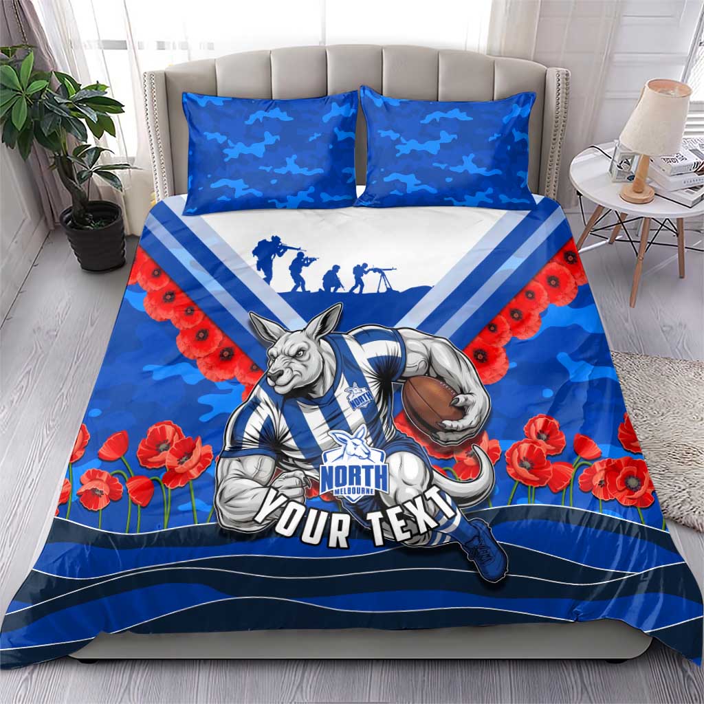 Personalised North Melbourne Kangaroos ANZAC Bedding Set Military Remembrance Australian Football Mascot Camouflage