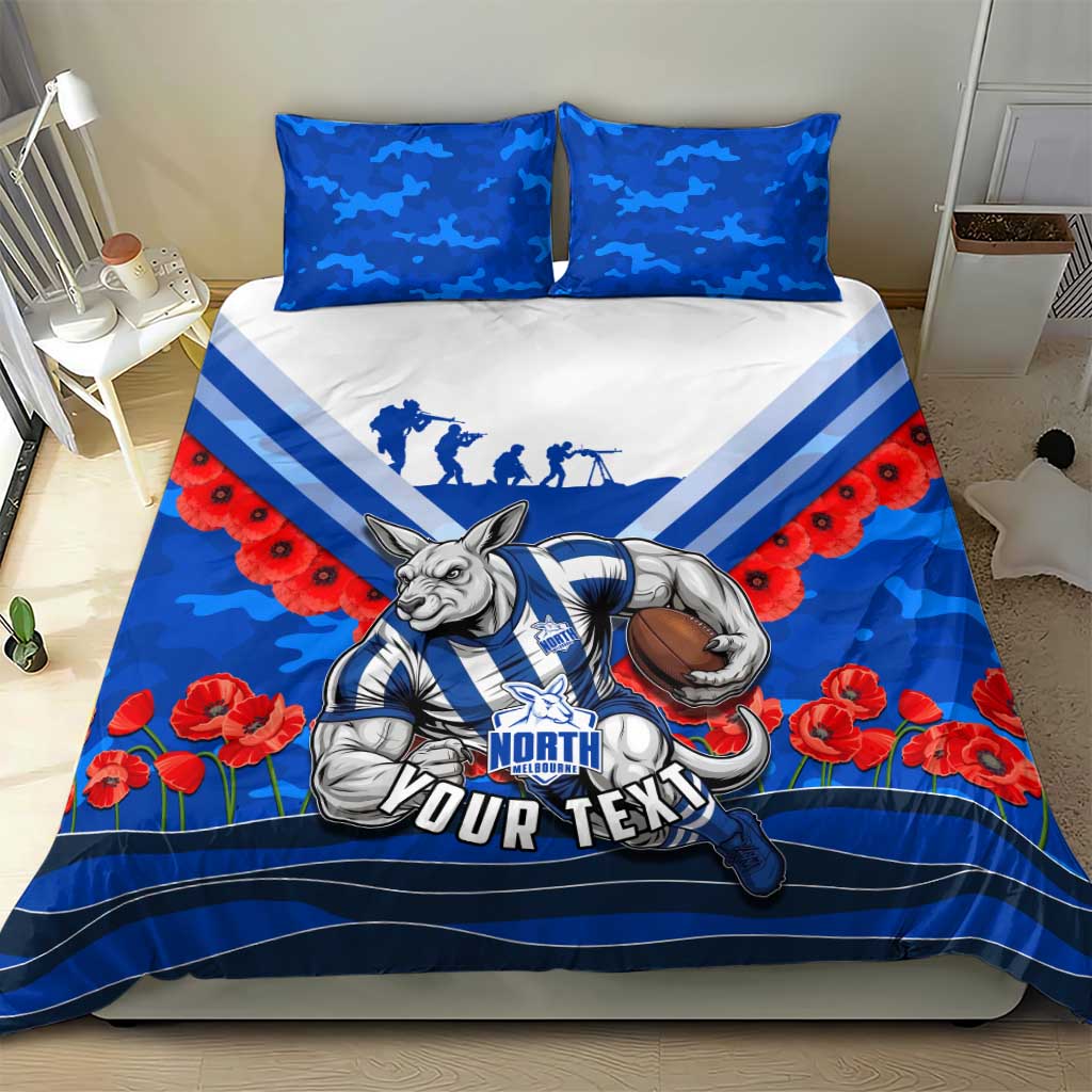 Personalised North Melbourne Kangaroos ANZAC Bedding Set Military Remembrance Australian Football Mascot Camouflage