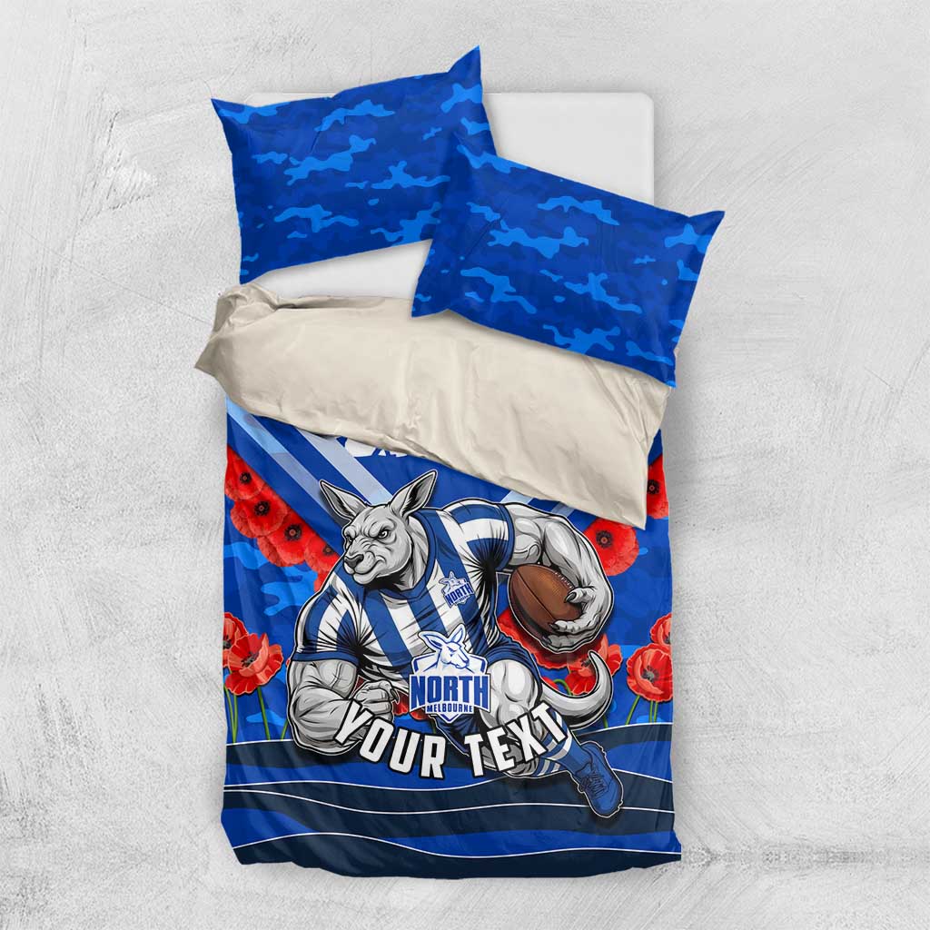 Personalised North Melbourne Kangaroos ANZAC Bedding Set Military Remembrance Australian Football Mascot Camouflage