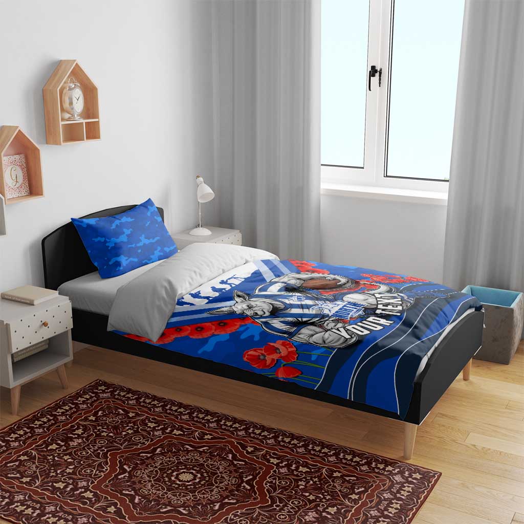 Personalised North Melbourne Kangaroos ANZAC Bedding Set Military Remembrance Australian Football Mascot Camouflage