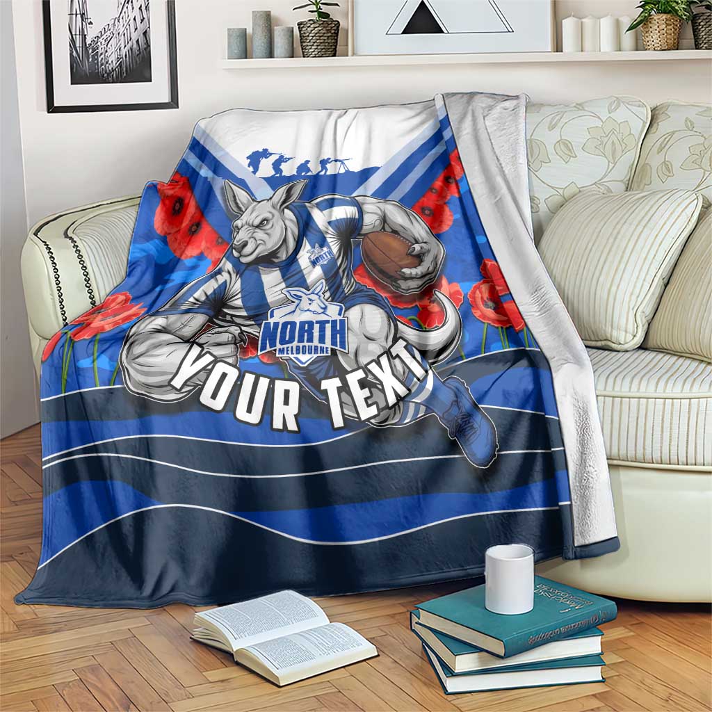 Personalised North Melbourne Kangaroos ANZAC Blanket Military Remembrance Australian Football Mascot Camouflage