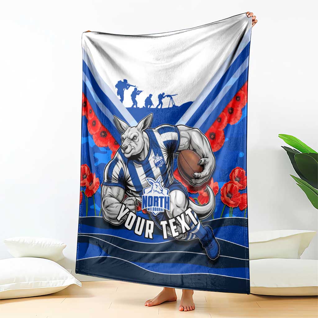 Personalised North Melbourne Kangaroos ANZAC Blanket Military Remembrance Australian Football Mascot Camouflage