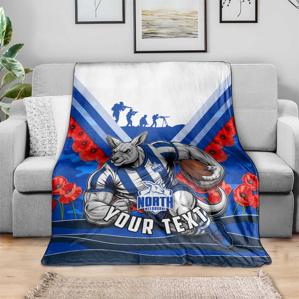 Personalised North Melbourne Kangaroos ANZAC Blanket Military Remembrance Australian Football Mascot Camouflage
