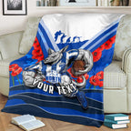 Personalised North Melbourne Kangaroos ANZAC Blanket Military Remembrance Australian Football Mascot Camouflage