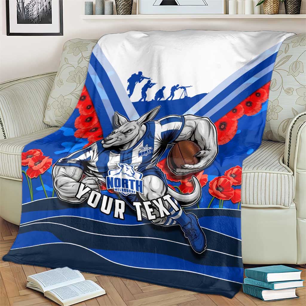 Personalised North Melbourne Kangaroos ANZAC Blanket Military Remembrance Australian Football Mascot Camouflage