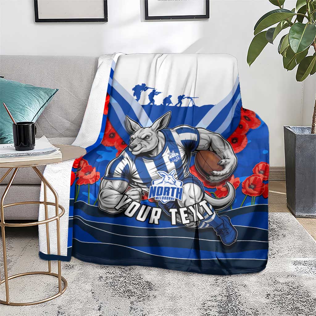 Personalised North Melbourne Kangaroos ANZAC Blanket Military Remembrance Australian Football Mascot Camouflage