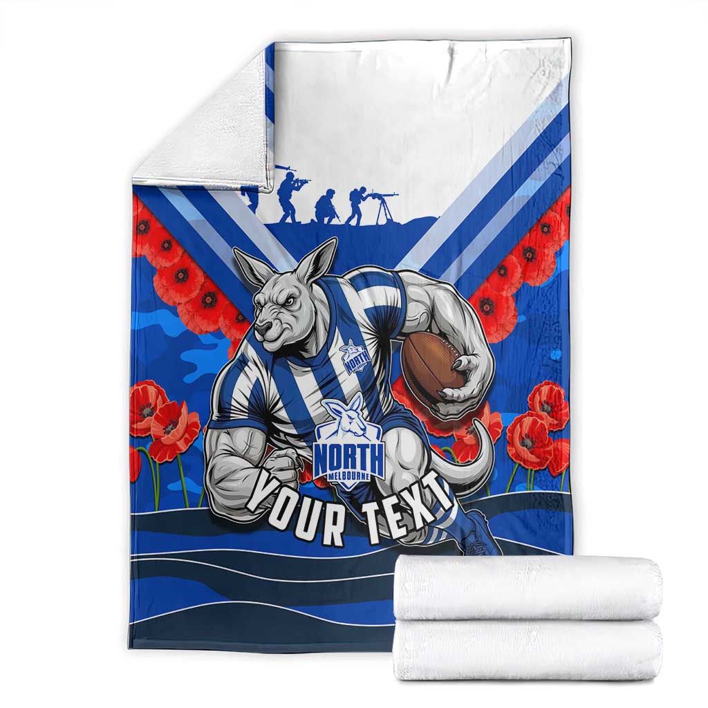 Personalised North Melbourne Kangaroos ANZAC Blanket Military Remembrance Australian Football Mascot Camouflage