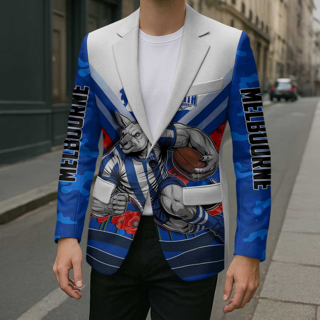 Personalised North Melbourne Kangaroos ANZAC Blazer Military Remembrance Australian Football Mascot Camouflage