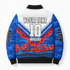 Personalised North Melbourne Kangaroos ANZAC Bomber Puffer Jacket Military Remembrance Australian Football Mascot Camouflage
