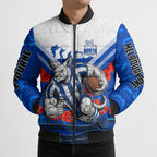 Personalised North Melbourne Kangaroos ANZAC Bomber Puffer Jacket Military Remembrance Australian Football Mascot Camouflage
