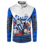 Personalised North Melbourne Kangaroos ANZAC Button Sweatshirt Military Remembrance Australian Football Mascot Camouflage