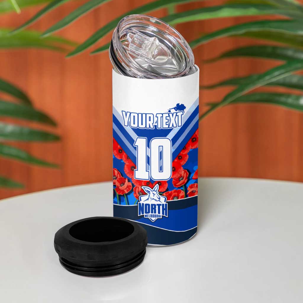 Personalised North Melbourne Kangaroos ANZAC 4 in 1 Can Cooler Tumbler Military Remembrance Australian Football Mascot Camouflage