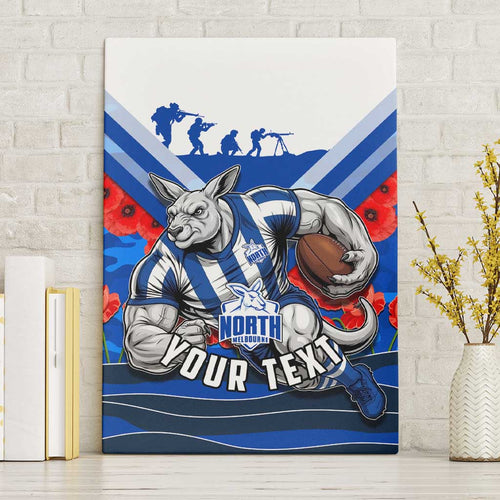 Personalised North Melbourne Kangaroos ANZAC Canvas Wall Art Military Remembrance Australian Football Mascot Camouflage