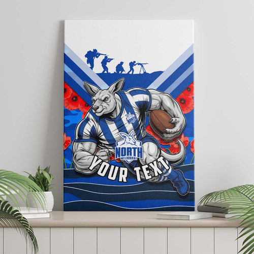 Personalised North Melbourne Kangaroos ANZAC Canvas Wall Art Military Remembrance Australian Football Mascot Camouflage