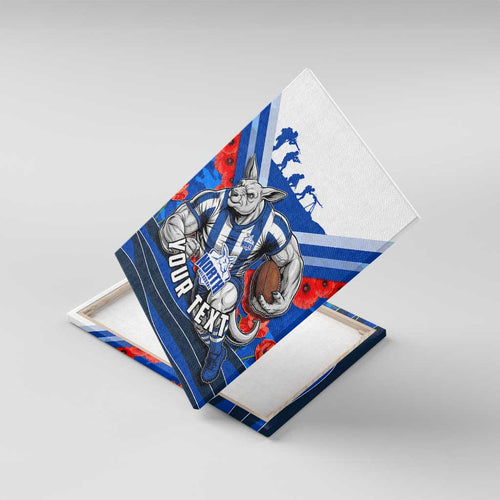 Personalised North Melbourne Kangaroos ANZAC Canvas Wall Art Military Remembrance Australian Football Mascot Camouflage