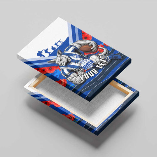 Personalised North Melbourne Kangaroos ANZAC Canvas Wall Art Military Remembrance Australian Football Mascot Camouflage