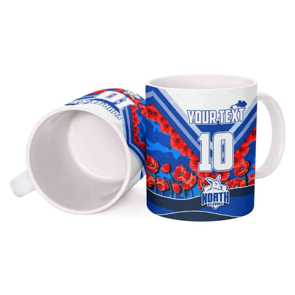 Personalised North Melbourne Kangaroos ANZAC Ceramic Mug Military Remembrance Australian Football Mascot Camouflage