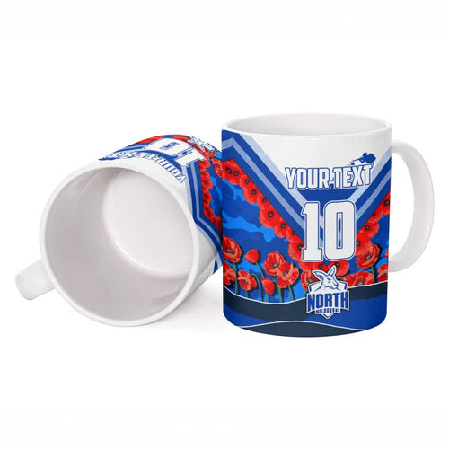 Personalised North Melbourne Kangaroos ANZAC Ceramic Mug Military Remembrance Australian Football Mascot Camouflage