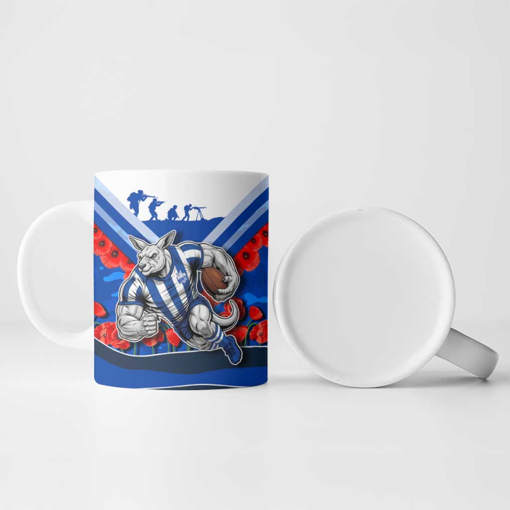 Personalised North Melbourne Kangaroos ANZAC Ceramic Mug Military Remembrance Australian Football Mascot Camouflage