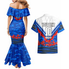 Personalised North Melbourne Kangaroos ANZAC Couples Matching Mermaid Dress and Hawaiian Shirt Military Remembrance Australian Football Mascot Camouflage