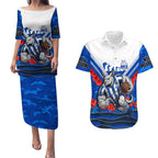 Personalised North Melbourne Kangaroos ANZAC Couples Matching Puletasi and Hawaiian Shirt Military Remembrance Australian Football Mascot Camouflage