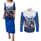 Personalised North Melbourne Kangaroos ANZAC Couples Matching Puletasi and Long Sleeve Button Shirt Military Remembrance Australian Football Mascot Camouflage