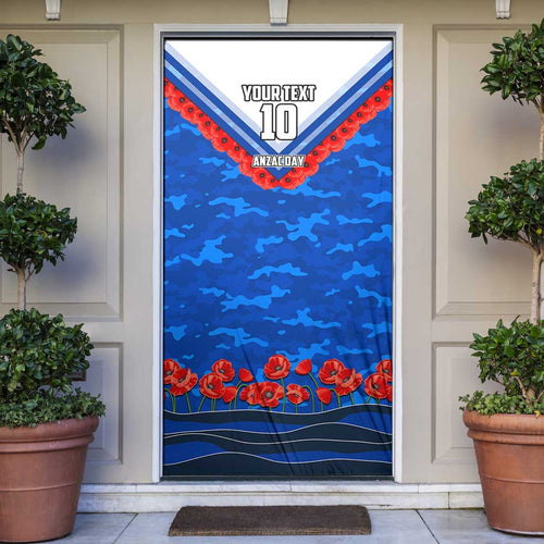 Personalised North Melbourne Kangaroos ANZAC Door Cover Military Remembrance Australian Football Mascot Camouflage