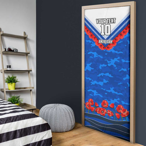 Personalised North Melbourne Kangaroos ANZAC Door Cover Military Remembrance Australian Football Mascot Camouflage
