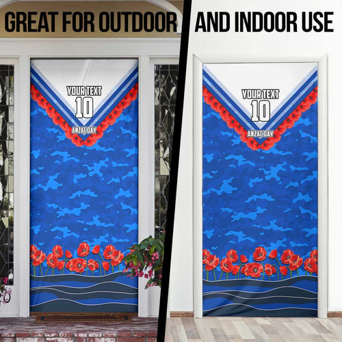 Personalised North Melbourne Kangaroos ANZAC Door Cover Military Remembrance Australian Football Mascot Camouflage