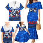 Personalised North Melbourne Kangaroos ANZAC Family Matching Mermaid Dress and Hawaiian Shirt Military Remembrance Australian Football Mascot Camouflage