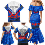 Personalised North Melbourne Kangaroos ANZAC Family Matching Mermaid Dress and Hawaiian Shirt Military Remembrance Australian Football Mascot Camouflage