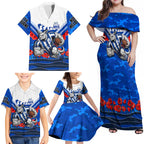 Personalised North Melbourne Kangaroos ANZAC Family Matching Off Shoulder Maxi Dress and Hawaiian Shirt Military Remembrance Australian Football Mascot Camouflage