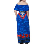 Personalised North Melbourne Kangaroos ANZAC Family Matching Off Shoulder Maxi Dress and Hawaiian Shirt Military Remembrance Australian Football Mascot Camouflage