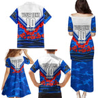 Personalised North Melbourne Kangaroos ANZAC Family Matching Puletasi and Hawaiian Shirt Military Remembrance Australian Football Mascot Camouflage