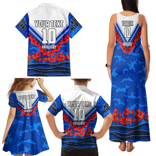 Personalised North Melbourne Kangaroos ANZAC Family Matching Tank Maxi Dress and Hawaiian Shirt Military Remembrance Australian Football Mascot Camouflage