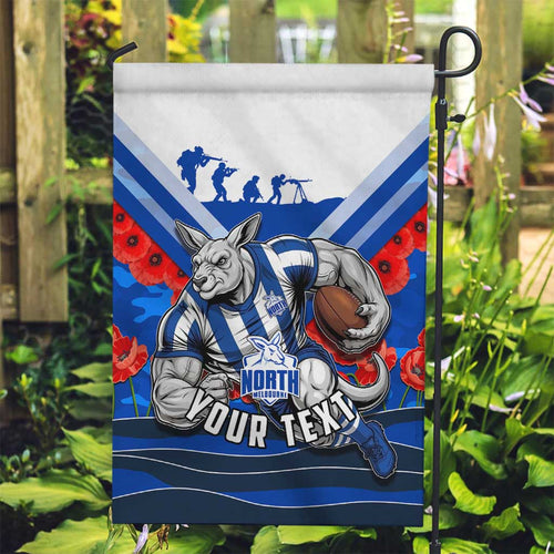 Personalised North Melbourne Kangaroos ANZAC Garden Flag Military Remembrance Australian Football Mascot Camouflage