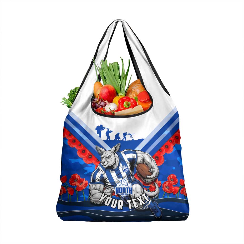 Personalised North Melbourne Kangaroos ANZAC Grocery Bag Military Remembrance Australian Football Mascot Camouflage