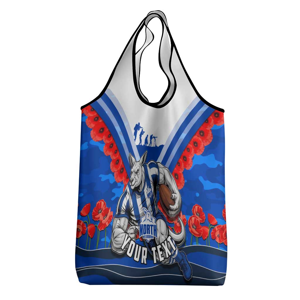 Personalised North Melbourne Kangaroos ANZAC Grocery Bag Military Remembrance Australian Football Mascot Camouflage