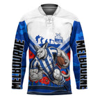 Personalised North Melbourne Kangaroos ANZAC Hockey Jersey Military Remembrance Australian Football Mascot Camouflage